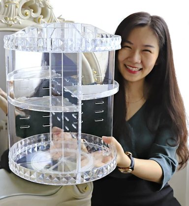 ORGANIZADOR ACRILICO TRANSPARENTE MAQUILLAJE GIRATORIO 360 GRADOS - 5