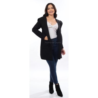ABRIGO PAÑO MUJER SACO CAPA LARGA NEGRO - 4