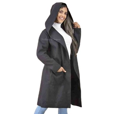 CHAQUETA MUJER MILLENNIAL IMPORT NEGRO LARGA