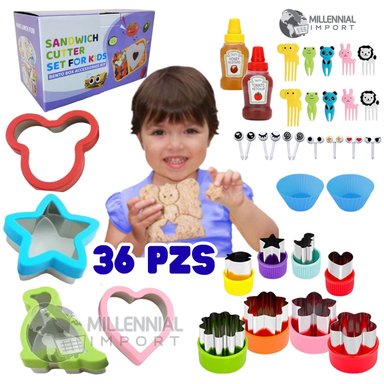 CORTADORES MOLDES MINI TENEDORES PARA LONCHERAS SALUDABLES DE 32 PIEZAS