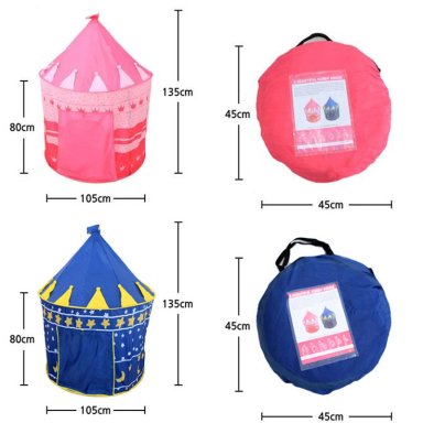 CARPA CASTILLO 3 PERSONAS ARMABLE PARA NIÑOS AZUL - 5