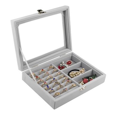 JOYERO MILLENNIAL IMPORT COFRE GRIS CAJA ORGANIZADORA DE ANILLOS ARETES PENDIENTES Y JOYAS