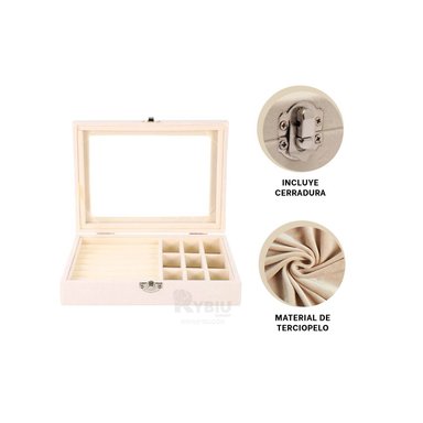 JOYERO COFRE CAJA ORGANIZADORA DE ANILLOS ARETES PENDIENTES Y JOYAS - BEIGE