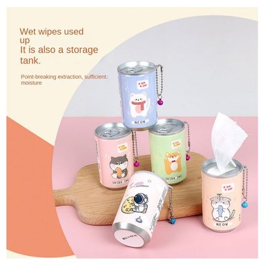 PACK POR 06 TOALLITAS HÚMEDAS EN LATA KAWAI PAÑITOS DE LIMPIEZA PORTATIL