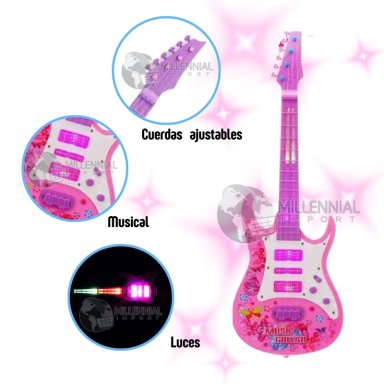GUITARRA ELECTRÓNICA GRANDE JUGUETE MUSICAL PARA NIÑOS CON LUCES LED - 2