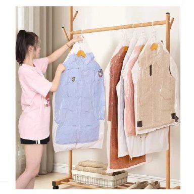 SET X02 BOLSA AL VACIO PARA ROPA, CASACAS, CHOMPA - CON COLGADOR DE 70 X 110 CM