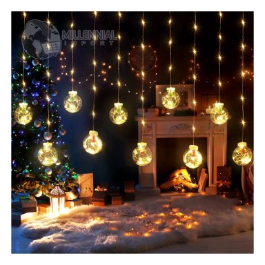LUCES EN CORTINA LUZ LED DE NAVIDAD GUIRNALDAS ESFERAS DE NAVIDAD DE 3METROS CALIDO - 4