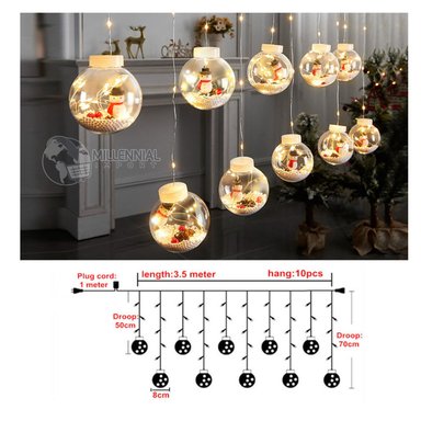 LUCES LED NAVIDAD GUIRNALDA BOMBILLO ESFERAS CON FIGURAS 3 METROS - 9