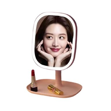 ESPEJO MILLENNIAL IMPORT DE TOCADOR CUADRADO ROSADO MAQUILLAJE CON LUZ LED 3 TONALIDADES