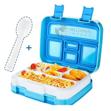 LONCHERA TAPER PARA NIÑOS TIPO BENTGO - SIN DERRAMES LIBRE DE BPA COLOR CELESTE