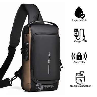 RIÑONERA HOMBRE CRUZADA CON SISTEMA ANTIRROBO E IMPERMEABLE