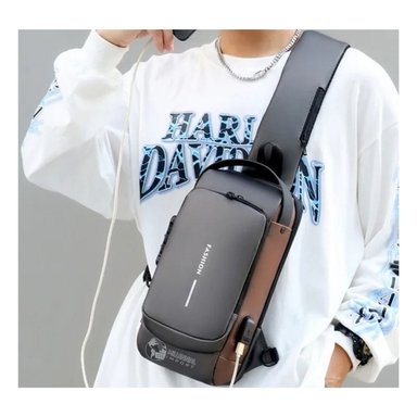 MOCHILA CRUZADA PARA HOMBRE CON CLAVE - SISTEMA ANTIRROBO