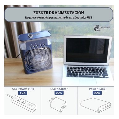 VENTILADOR DE MESA MILLENNIAL IMPORT HUMIFICADOR + TIMER USB LUZ LED - 5
