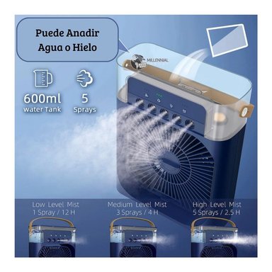 VENTILADOR DE MESA MILLENNIAL IMPORT HUMIFICADOR + TIMER USB LUZ LED - 6
