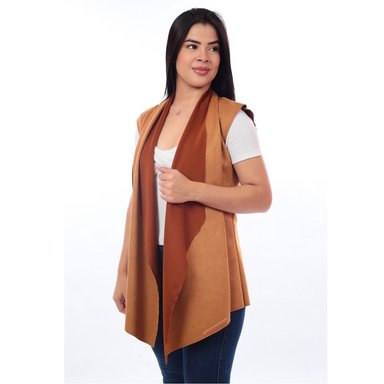 CHALECO MUJER MILLENNIAL IMPORT CAMEL DELANTERO EN PUNTA