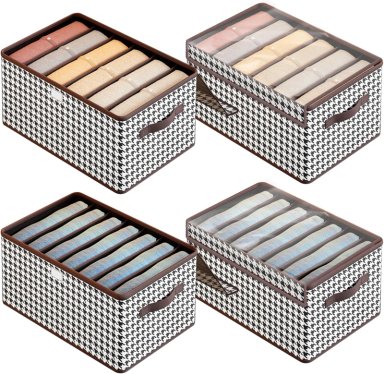 SET 4 PIEZAS ORGANIZADOR PLEGABLE MARRON ROPA TAPA DIVISIONES