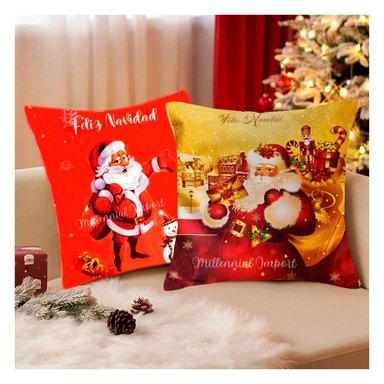 FUNDA MULTICOLOR NAVIDEÑA COJIN 45 X 45 CM DISEÑO NAVIDAD
