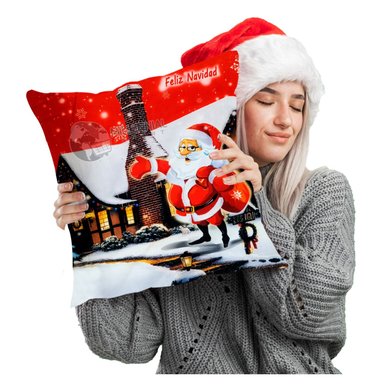 FUNDA MULTICOLOR FORRO COBERTOR NAVIDAD COJIN DISEÑOS 45X45 CM - 2