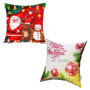 PACK FUNDA MULTICOLOR NAVIDEÑA COJIN 45X45CM DISEÑO NAVIDAD 2 UN
