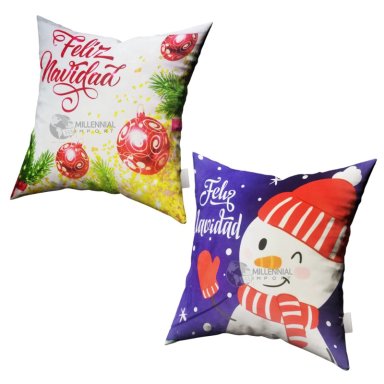 PACK 2 FUNDAS MULTICOLOR COJIN NAVIDEÑAS 45X45CM DISEÑO NAVIDAD