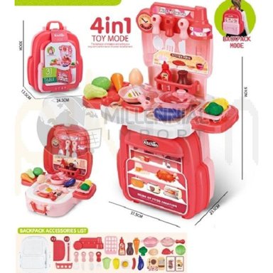SET DE COCINA MOCHILA MALETÍN 4 EN 1 JUGUETE PARA NIÑAS - 1