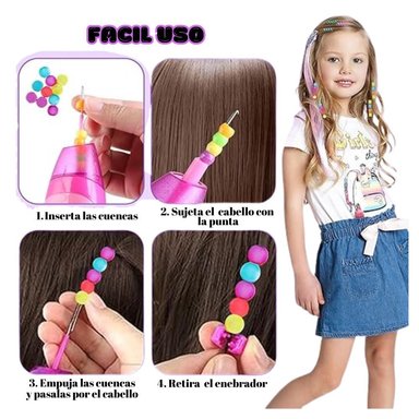 SET DE CUENTAS Y ACCESORIOS PARA EL CABELLO - JUEGO DE TRENZAS PARA NIÑAS - 5