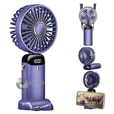 MINI VENTILADOR PORTÁTIL MILLENNIAL IMPORT CON SOPORTE PARA TELÉFONO RECARGABLE USB