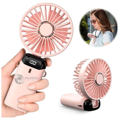 VENTILADOR DE MANO DE 5 VELOCIDADES Y PANTALLA TACTIL RECARGABLE CON USB BASE DE CELULAR