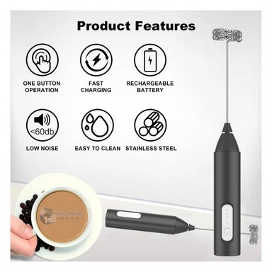 MINI BATIDORA MANO MILLENNIAL IMPORT ELÉCTRICA ESPUMADOR LECHE CAPUCHINO - 2