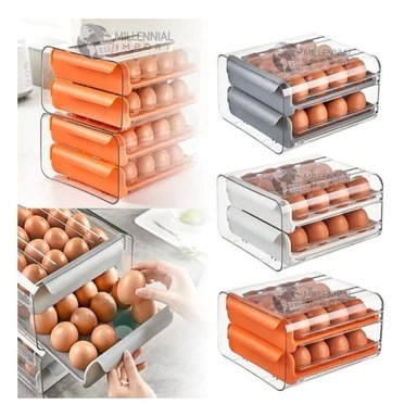 ORGANIZADOR CONTENEDOR PORTA HUEVOS DE ACRÍLICO 2 NIVELES MULTICOLOR