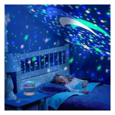 LÁMPARA PROYECTOR DE ESTRELLAS Y LUNA GIRATORIO LED NIÑO - 3