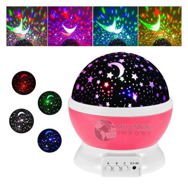 LÁMPARA LED PROYECTOR DE ESTRELLA Y LUNA GIRATORIO PARA NIÑA
