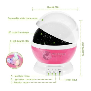 LÁMPARA LED PROYECTOR DE ESTRELLA Y LUNA GIRATORIO PARA NIÑA - 6