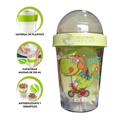VASO PARA YOGURT Y CEREAL YOGURERA DE ACRÍLICO CON CUCHARA NIÑO