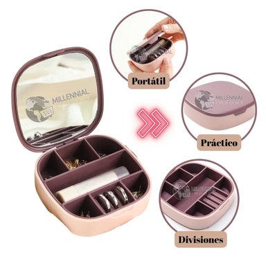 JOYERO CON ESPEJO ORGANIZADOR PORTÁTIL Y ELEGANTE MILLENNIAL IMPORT PARA MUJER