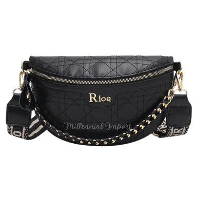 CARTERA RIÑONERA DE MUJER CON CADENA Y CORREA CRUZADA CUERO PU