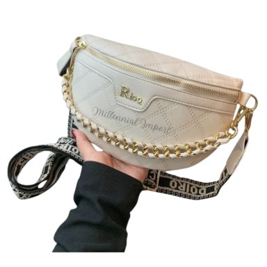CARTERA CRUZADA BOLSO TIPO CANGURO PARA MUJER CUERO PU BLANCO