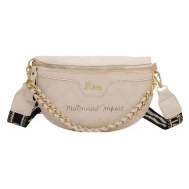 BOLSO CANGURO BLANCO DE DAMA CON DOBLE CORREA PRÁCTICO SOFISTICADO