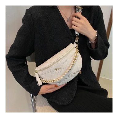 CARTERA CANGURO BLANCA DE MUJER CUERO PU MODERNA Y VERSÁTIL