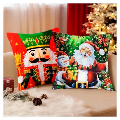 PACK DECORATIVO 2 FUNDAS PARA COJINES NAVIDAD 45X45 CM LAVABLES