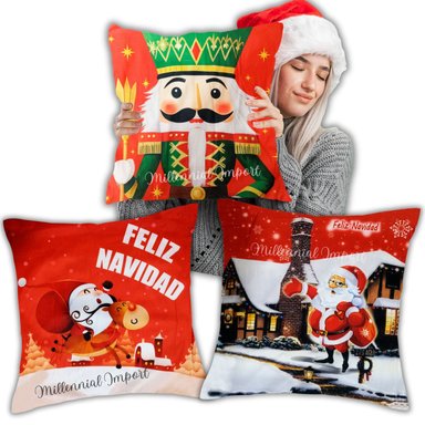COMBO 3 FUNDAS NAVIDEÑAS DECORATIVAS PARA COJINES 45X45 CM