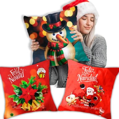 FUNDAS PARA COJINES NAVIDEÑOS 3 UNIDADES DECORACIÓN MODERNA 45X45 CM