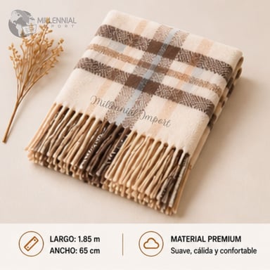 PASHMINA CHALINA ABRIGO INVIERNO MODELO MAXI BUFANDA 185CM X 72CM BEIGE - 3