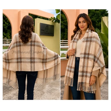 PASHMINA CHALINA ABRIGO INVIERNO MODELO MAXI BUFANDA 185CM X 72CM BEIGE - 5