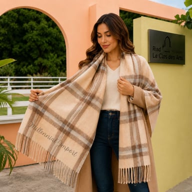 PASHMINA CHALINA ABRIGO INVIERNO MODELO MAXI BUFANDA 185CM X 72CM BEIGE - 6