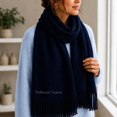 MAXI BUFANDA ELEGANTE CHALINA SUAVE ABRIGO DE INVIERNO AZUL - 5