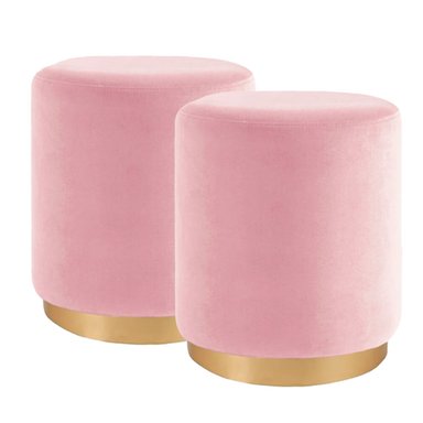JUEGO DE PUFF KARL ROSADO GOLD REDONDO - 1