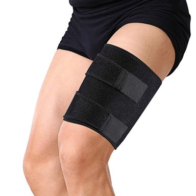 MUSLERA COMPRESION ALPHA GYM NEGRO DEPORTIVA AJUSTABLE SOPORTE APOYO MUSLO S-M