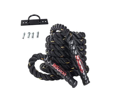 SOGA O CUERDA DE CROSSFIT 9MT 1.5' + SOPORTE DE PARED PARA ENTRENAMIENTO FUNCIONAL, BATTLE ROPE