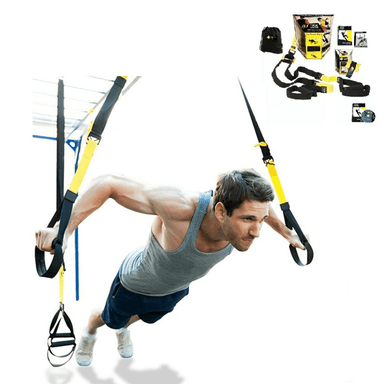 KIT PROFESIONAL TRX BANDAS ALPHA GYM PROFESIONAL AMARILLO SUSPENSIÓN FUNCIONAL CROSSFIT